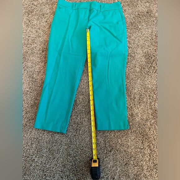 Teal Straight-Leg Crop Pants Capris Size 10 Women - Picture 4 of 7